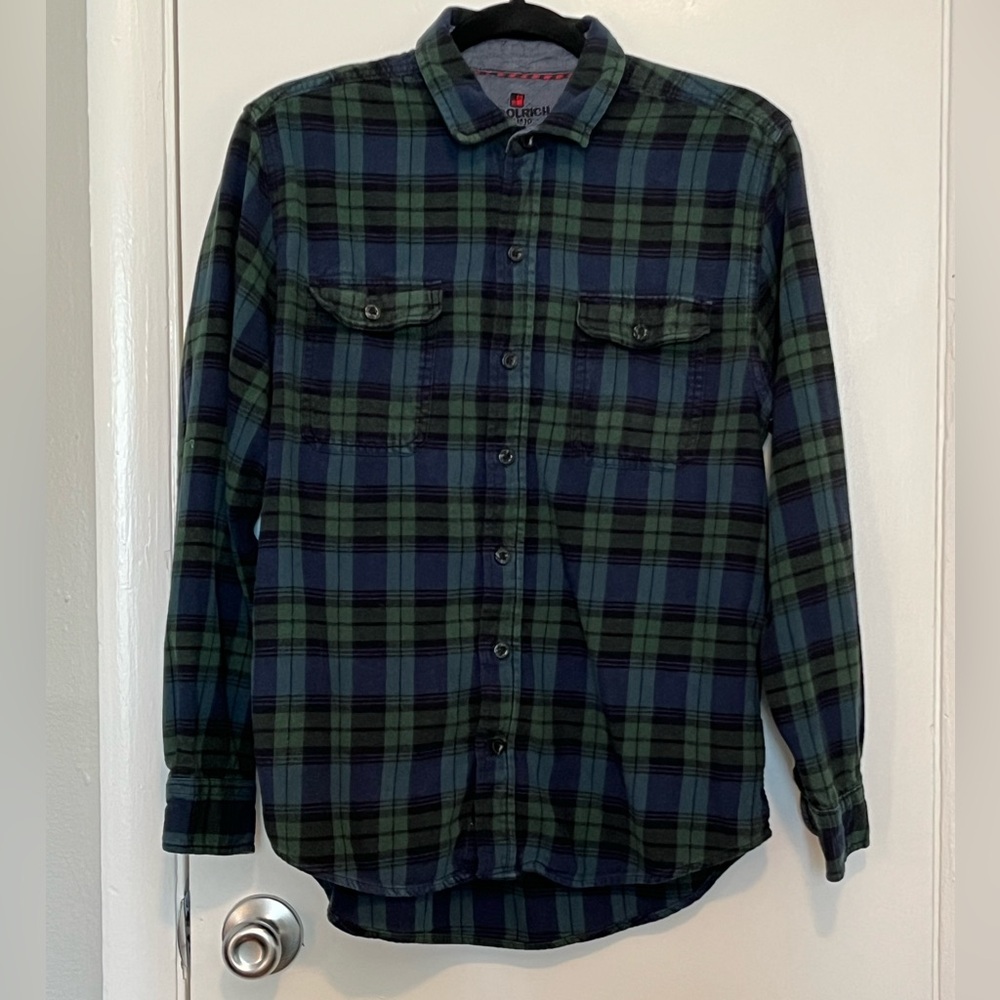 Woolrich Blue & Green Plaid Flannel